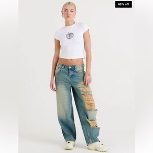 The Ragged Priest Distressed Goliath Low Rise Jean in Green Hue Women’s Size 28